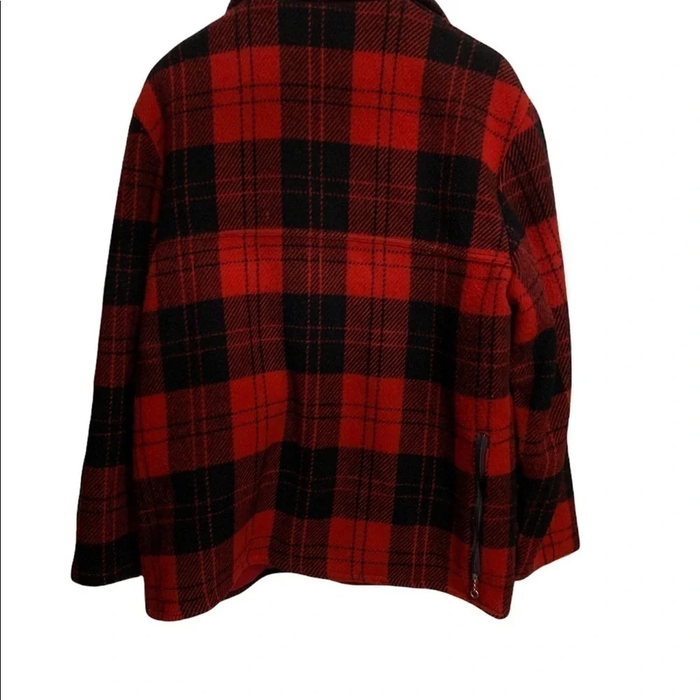 Vtg DuxBak Mens Wool Hunting Coat Size Medium Buffalo Check red Black
